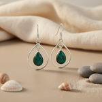 Load image into Gallery viewer, 925 Silver Emerald Teardrop Earrings for Women | Daily Wear