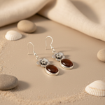 Load image into Gallery viewer, 925 Silver Flower Drop Earrings | Brown Stone | For Women
