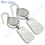 Load image into Gallery viewer, 925 sterling silver drop earrings with moonstone gemstones, featuring a silver hook