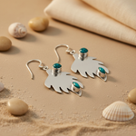 将图像加载到图库查看器中, 925 Silver Leaf Turquoise Earrings for Women | Dainty Jewelry
