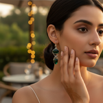 Load image into Gallery viewer, 925 Silver Green Onyx Drop Earrings for Women | Gift Jewelry