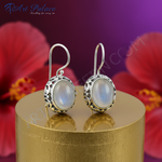 Load image into Gallery viewer, 925 Silver Moonstone Earrings | Oval Stone Dangle Earrings