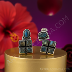 Load image into Gallery viewer, 925 Silver Labradorite Stud Earrings | Square Gemstone Earrings