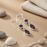 Load image into Gallery viewer, 925 Silver Amethyst Drop Earrings | Women's Jewelry Gift