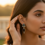 Load image into Gallery viewer, 925 Silver Black Onyx Dangle Earrings | Gemstone Jewelry