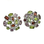 Load image into Gallery viewer, Silver Gemstone Stud Earrings | Peridot, Amethyst, Garnet | For Women
