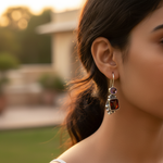 Load image into Gallery viewer, 925 Silver Garnet & Amethyst Drop Earrings for Women