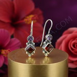 Load image into Gallery viewer, 925 Silver Garnet & Amethyst Drop Earrings for Women