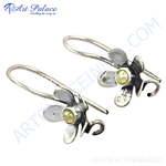 Load image into Gallery viewer, 925 silver flower drop earrings with a central pearl gemstone, featuring a delicate floral design