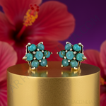 Load image into Gallery viewer, Turquoise Stud Earrings | Sterling Silver Floral Design | Women's