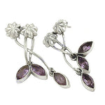 Load image into Gallery viewer, 925 Silver Amethyst Flower Earrings for Women | Floral Jewelry