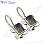 Load image into Gallery viewer, 925 sterling silver drop earrings with rectangular moonstone gemstone.