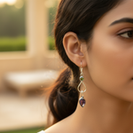 Load image into Gallery viewer, 925 Silver Peridot & Amethyst Drop Earrings for Women | Gift