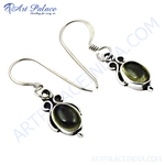 Load image into Gallery viewer, 925 sterling silver dangle earrings featuring oval-cut gold platingstone gemstones.