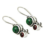 Load image into Gallery viewer, 925 Silver Green & Red Gemstone Earrings for Women