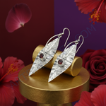 Load image into Gallery viewer, 925 Silver Leaf Earrings with Garnet Gemstone | For Women