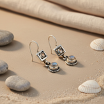 将图像加载到图库查看器中, 925 Silver Moonstone Drop Earrings for Women | Dangle Jewelry