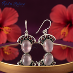 Load image into Gallery viewer, 925 Silver Rose Quartz & Garnet Earrings | Women's Jewelry