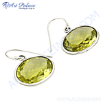 将图像加载到图库查看器中, 925 sterling silver drop earrings with oval-cut citrine gemstones and a polished finish.