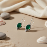 将图像加载到图库查看器中, 925 Silver Green Onyx Drop Earrings for Women | Gift