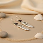 将图像加载到图库查看器中, Silver Pearl Garnet Drop Earrings for Women | Statement Jewelry