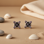 Load image into Gallery viewer, 925 Silver Amethyst Drop Earrings for Women | Floral Jewelry