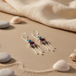 将图像加载到图库查看器中, 925 Silver Turquoise & Ruby Drop Earrings | Women's Jewelry Gift