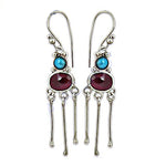 将图像加载到图库查看器中, 925 Silver Turquoise & Ruby Drop Earrings | Women's Jewelry Gift