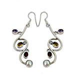 Load image into Gallery viewer, 925 Silver Multi-Gemstone Dangle Earrings | Women's Jewelry
