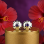 Load image into Gallery viewer, 925 Silver Round Stud Earrings with Blue Stone for Women