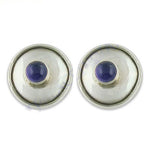 Load image into Gallery viewer, 925 Silver Round Stud Earrings with Blue Stone for Women