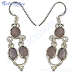 Load image into Gallery viewer, Sterling silver dangle earrings with oval-shaped gemstone accents, a perfect gift for women.