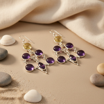 Load image into Gallery viewer, 925 Silver Amethyst Drop Earrings for Women | Gemstone Jewelry