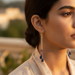 将图像加载到图库查看器中, 银色吊坠耳环,镶嵌紫色宝石 | 女士款