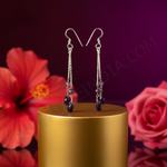 将图像加载到图库查看器中, 银色吊坠耳环,镶嵌紫色宝石 | 女士款