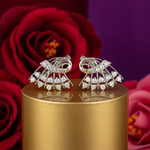 将图像加载到图库查看器中, 女士银色立方氧化锆扇形耳环 | 精致首饰