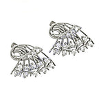 将图像加载到图库查看器中, Silver Cubic Zirconia Fan Earrings for Women | Dainty Jewelry