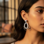 将图像加载到图库查看器中, Silver Teardrop Stud Earrings with White CZ | Women's Jewelry Gift
