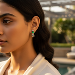 Load image into Gallery viewer, 925 Silver Emerald Green Earrings | Stud Jewelry for Women