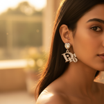 将图像加载到图库查看器中, 银色迪奥风格耳钉,镶嵌锆石 | 女士