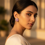 Load image into Gallery viewer, Pink Sapphire Flower Stud Earrings in Sterling Silver | For Women