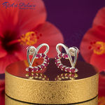 Load image into Gallery viewer, 925 Silver Ruby Heart Stud Earrings for Women | Gift Jewelry