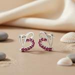 Load image into Gallery viewer, 925 Silver Ruby Heart Stud Earrings for Women | Gift Jewelry