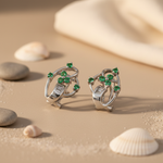 Load image into Gallery viewer, Silver Emerald Earrings | Dainty Green Stone Earrings for Women