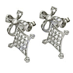 Load image into Gallery viewer, Silver Bow Stud Earrings with Cubic Zirconia | Women's Jewelry