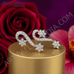 将图像加载到图库查看器中, 女士银色水晶花朵吊坠耳环 | 派对首饰