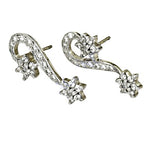 Load image into Gallery viewer, Silver Crystal Floral Drop Earrings for Women | Party Jewelry