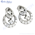 将图像加载到图库查看器中, Silver teardrop earrings with sparkling cubic zirconia stones. Elegant and perfect for any occasion.