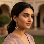 Load image into Gallery viewer, 925 Silver Heart Drop Earrings | Cubic Zirconia Earrings for Women