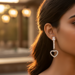 将图像加载到图库查看器中, 925 Silver Heart Drop Earrings | Cubic Zirconia Earrings for Women